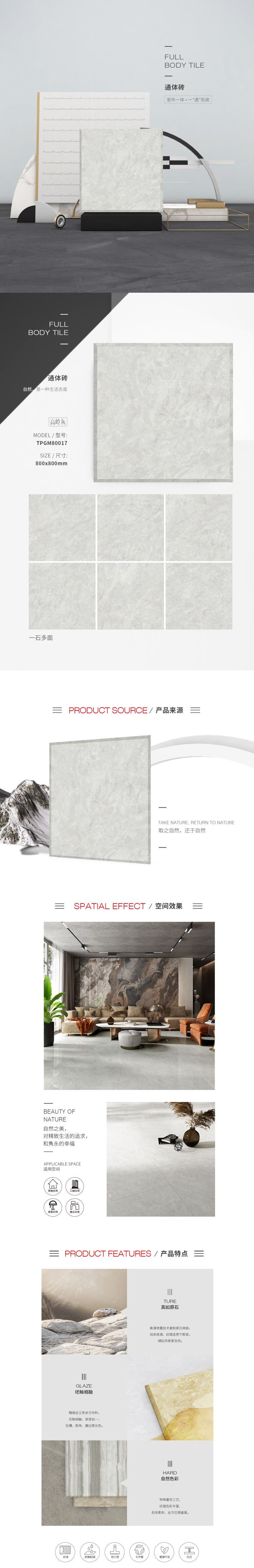 TPGM80017（高嶺灰）通體墻瓷磚/地磚圖片、規(guī)格優(yōu)勢特點(diǎn)介紹